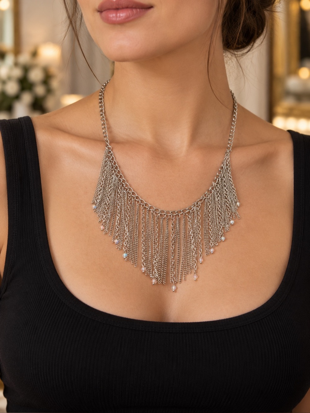Fringe Chain Necklace - Elegant Women's Jewelry